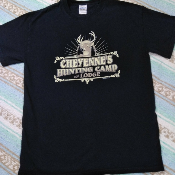 CHEYENNES HUNTING CAMP GRAPHIC TEE SHIRT BLACK MED - Picture 8 of 15